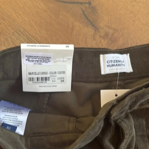 Citizens of Humanity Marcelle Corduroy Cargo Pants Costes Green Size 28 - Picture 7 of 13